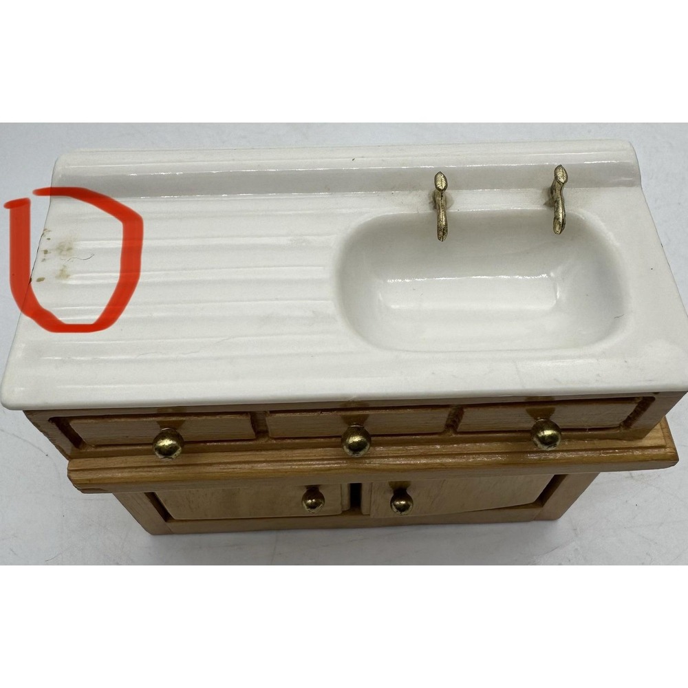 Vtg Concord Dollhouse Miniature Wooden Kitchen Sink Ice Box Furniture Lot 1:12 - Picture 10 of 10